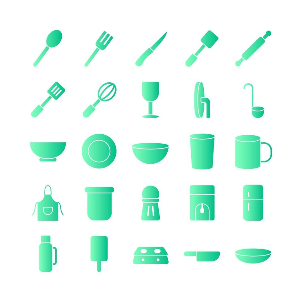 jeu d'icônes de cuisine dégradé vectoriel pour site Web présentation d'application mobile médias sociaux adaptés à l'interface utilisateur et à l'expérience utilisateur