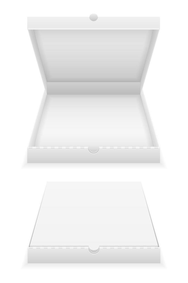 boîte à pizza en carton illustration vectorielle stock modèle vide isolé sur fond blanc vecteur