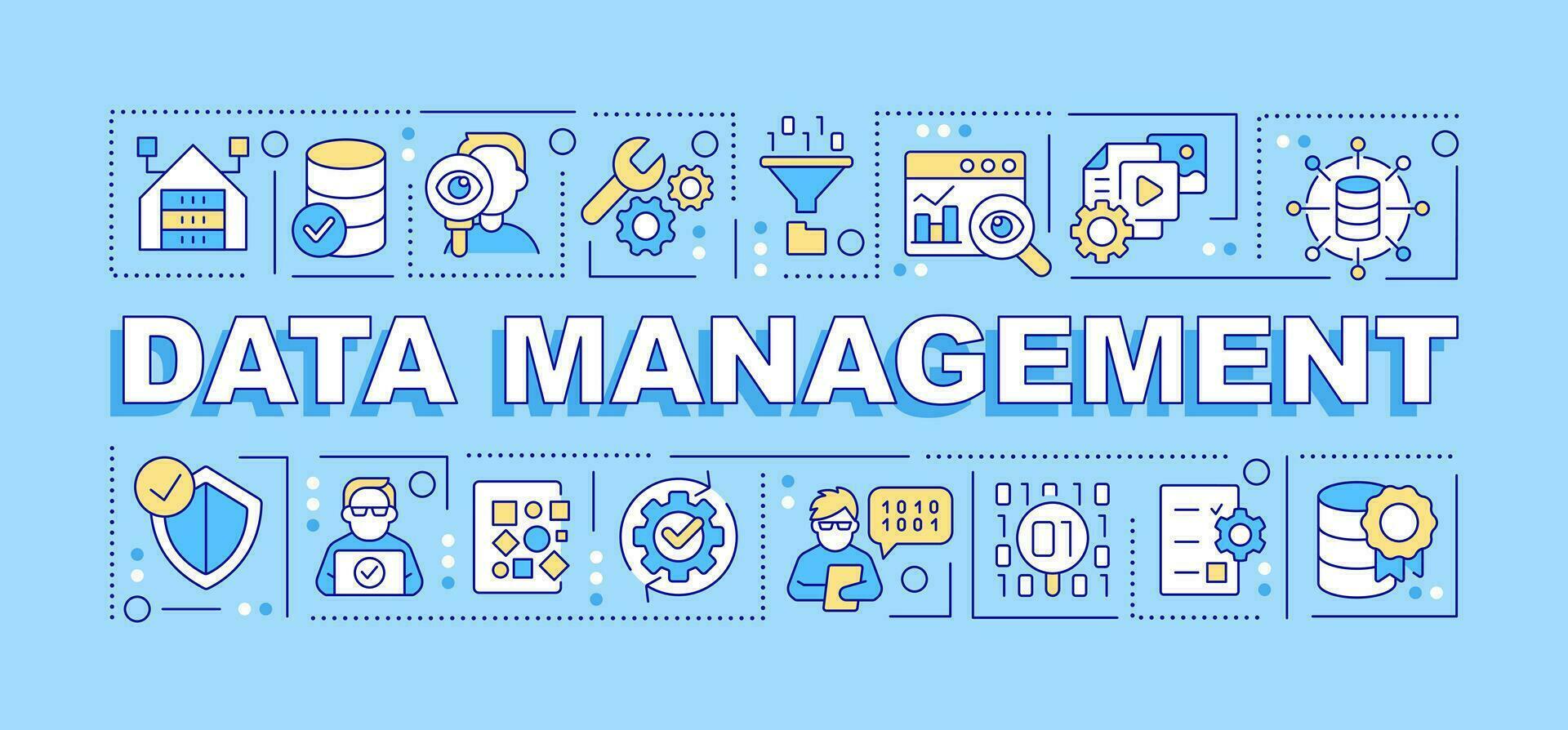 Les données la gestion mot concepts bleu bannière. affaires intelligence. infographie avec modifiable Icônes sur Couleur Contexte. isolé typographie. vecteur illustration avec texte