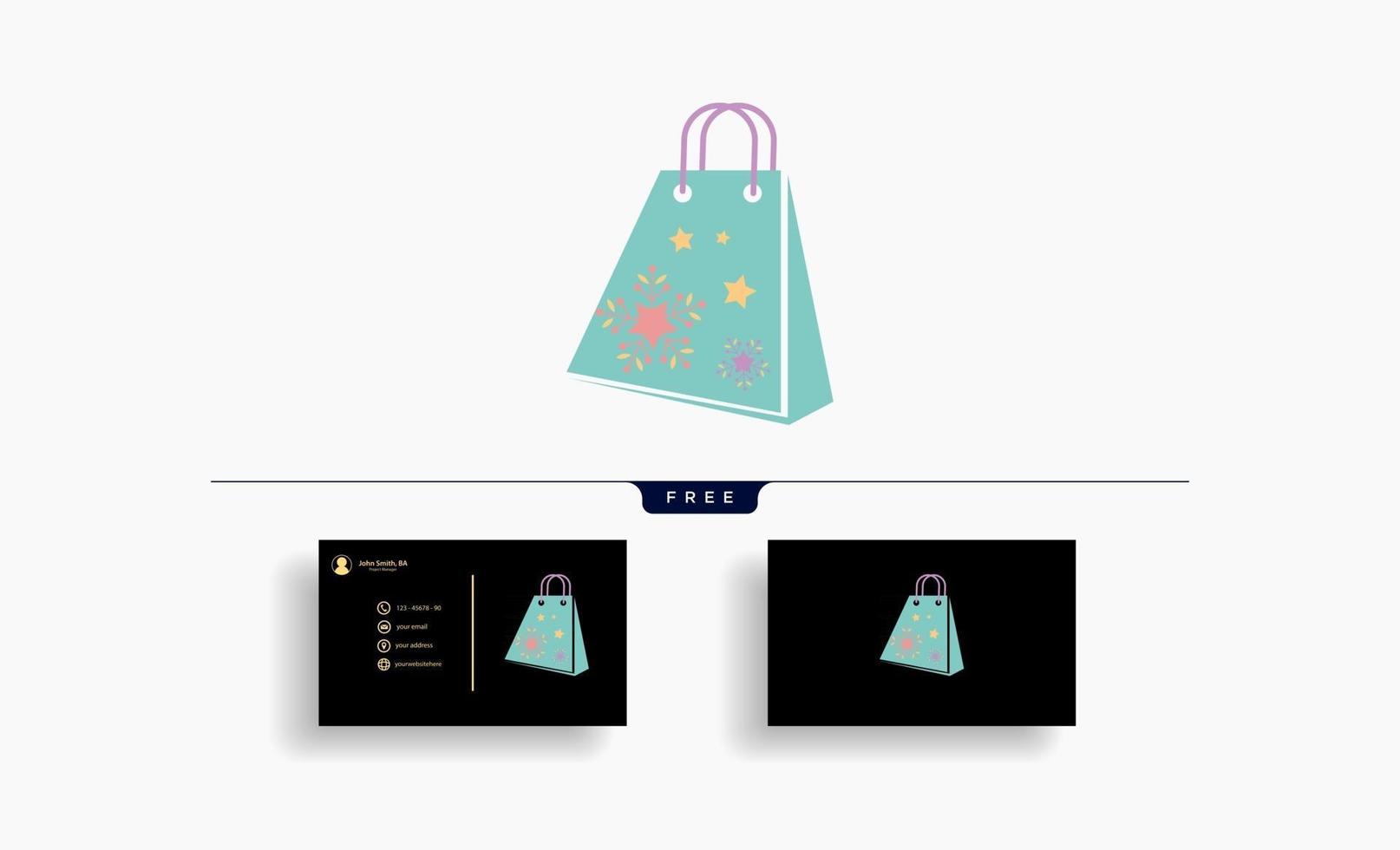 sac de noël shopping icône design vecteur conception de carte de visite gratuite