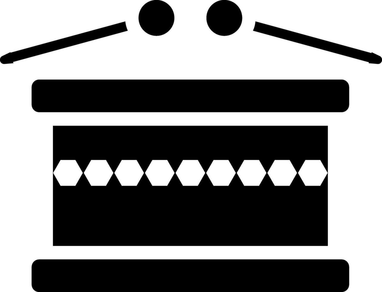 noir et blanc icône de tambour avec des bâtons. vecteur