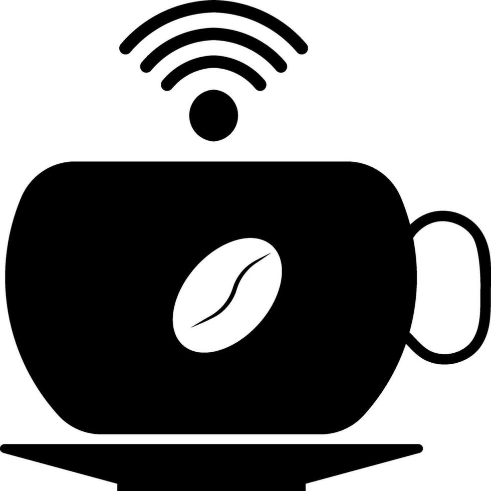 café tasse et assiette avec Wifi signe. vecteur