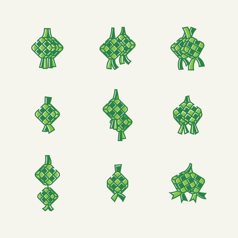 ensemble d'icônes de ketupat vecteur