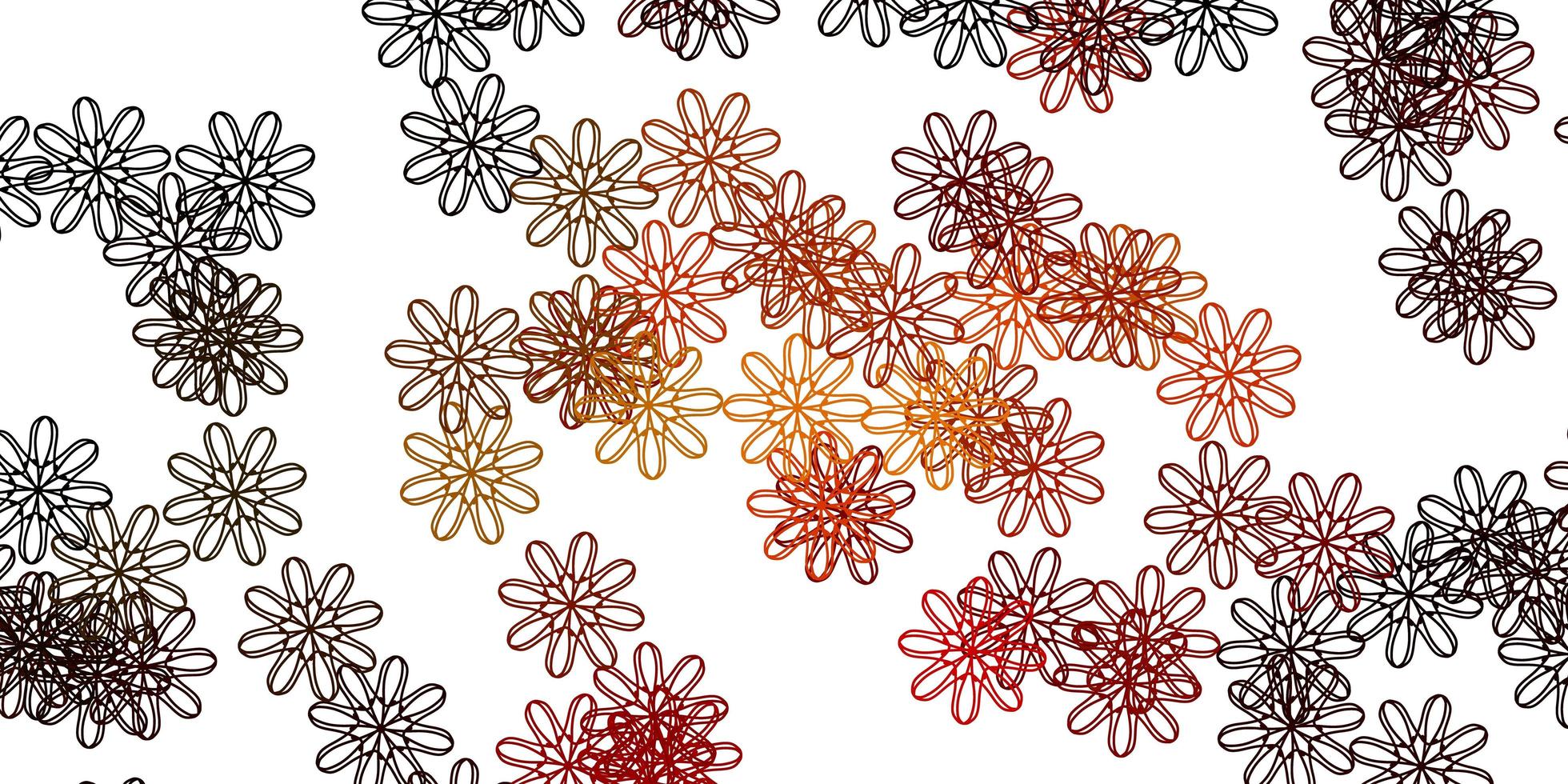 motif de griffonnage vectoriel orange clair avec des fleurs
