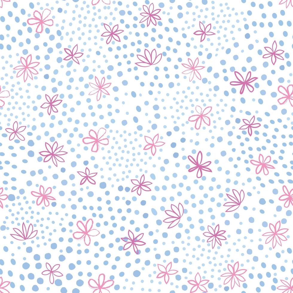 motif floral sans couture avec ornement à pois élégant fleurs dessinées sur fond pointillé abstrait cercle texturé et ornement de fleurs vecteur