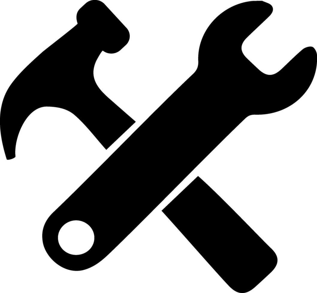 vecteur icône de marteau et clé.