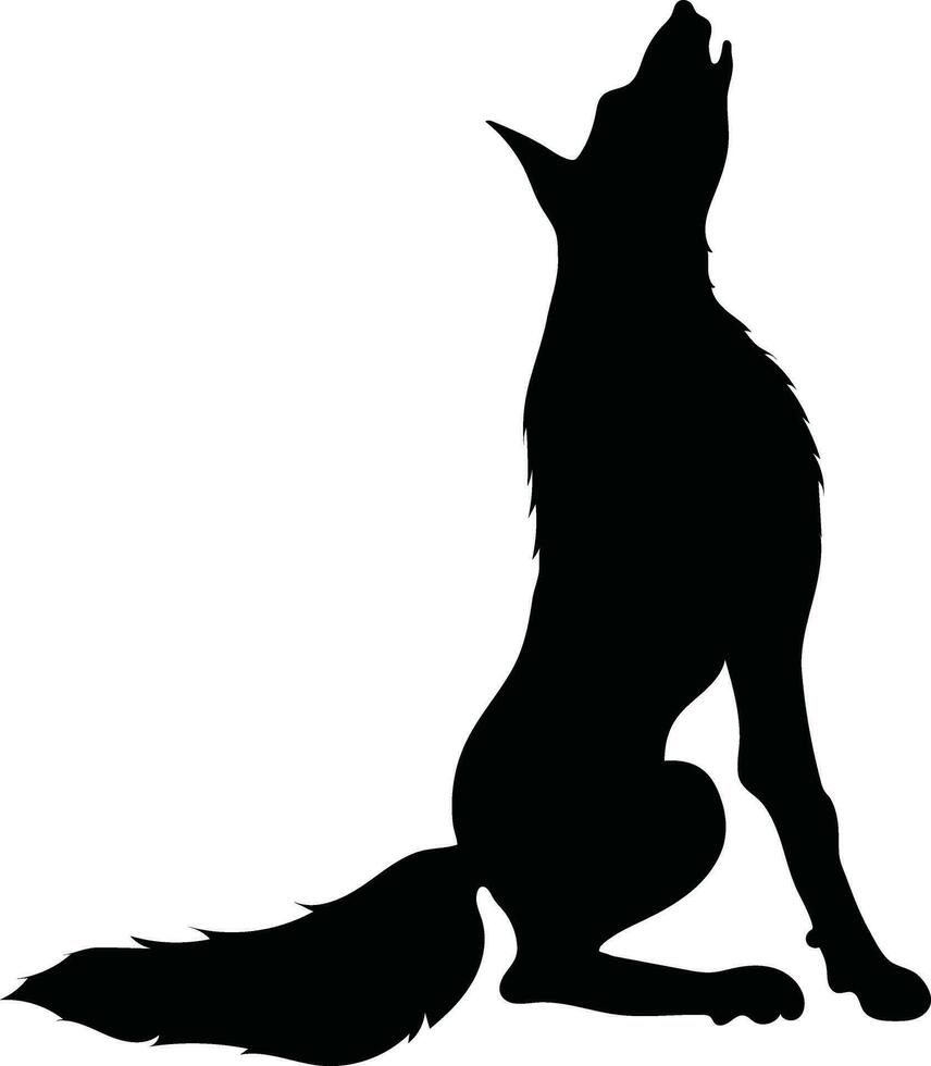 silhouette de hurlement loup. vecteur