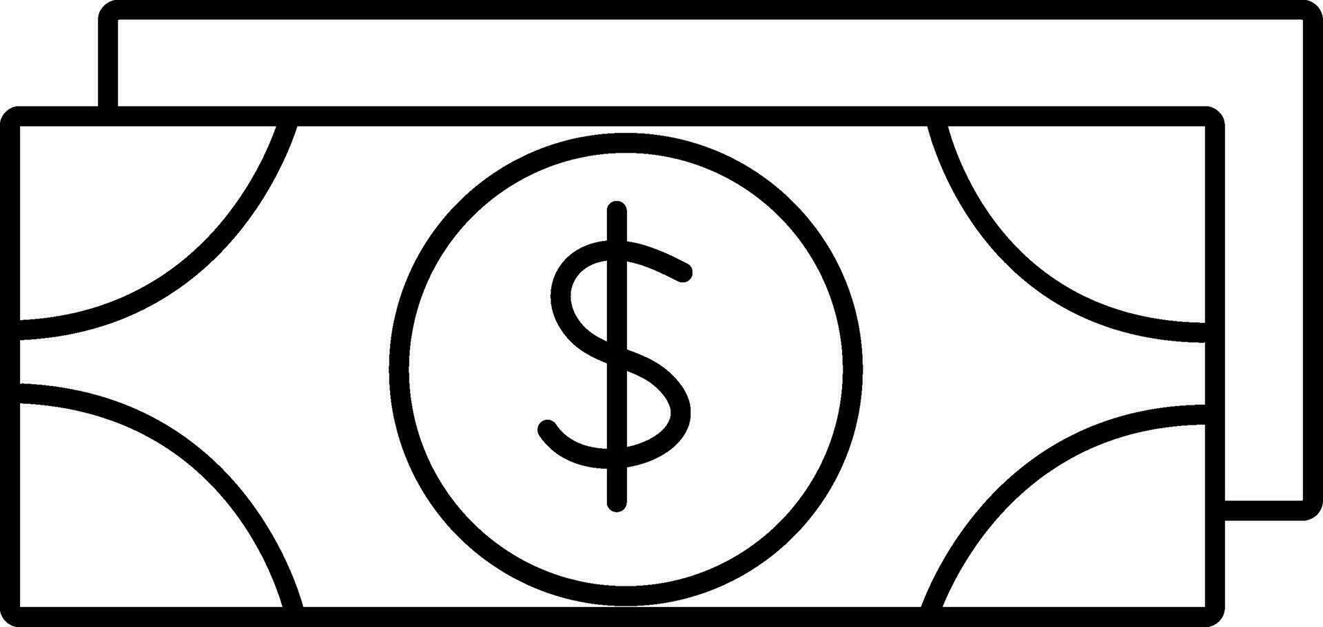 ligne art illustration de dollar billet de banque. vecteur