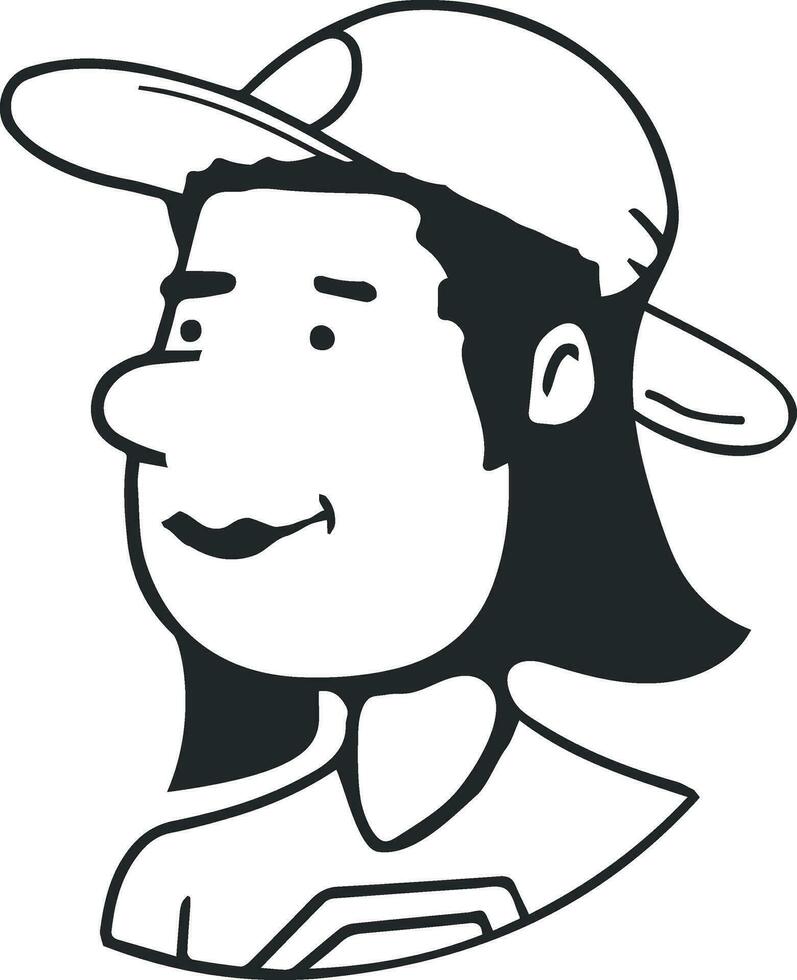 dessin animé personnage de une femme portant casquette. vecteur