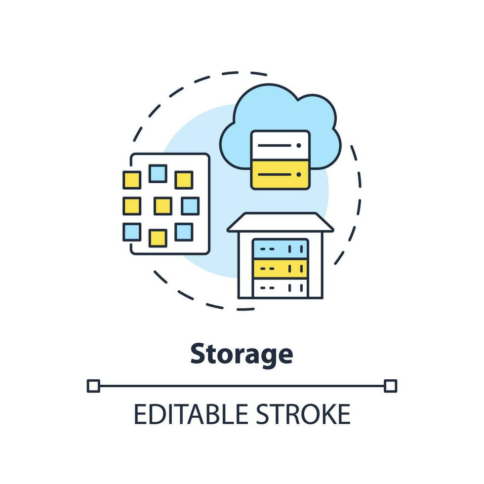 espace de rangement concept icône. nuage technologie. structuré des dossiers. Les données Lac contre Les données entrepôt abstrait idée mince ligne illustration. isolé contour dessin. modifiable accident vasculaire cérébral vecteur