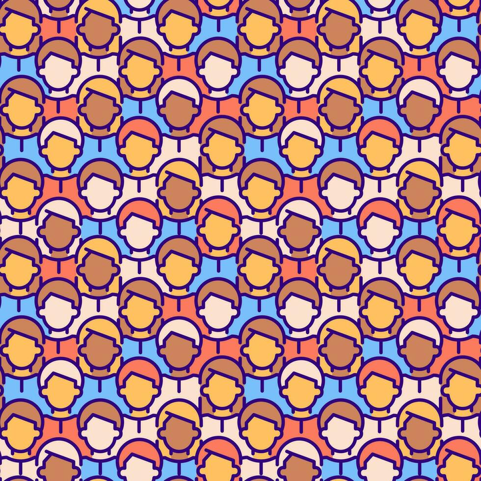 foule abstrait sans couture modèle. modifiable vecteur formes sur coloré Contexte. branché texture avec dessin animé Couleur Icônes. conception avec graphique éléments pour intérieur, tissu, site Internet décoration