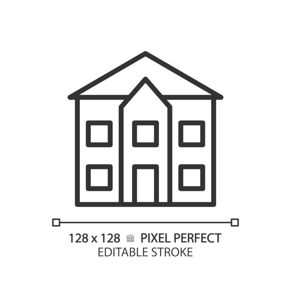 détaché maison pixel parfait linéaire icône. supporter seul maison. Célibataire famille résidence. achat propriété. réel domaine. mince ligne illustration. contour symbole. vecteur contour dessin. modifiable accident vasculaire cérébral