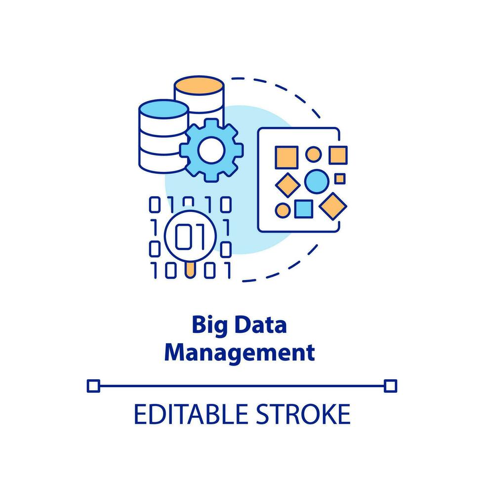 gros Les données la gestion concept icône. massif information stockage. optimisation processus abstrait idée mince ligne illustration. isolé contour dessin. modifiable accident vasculaire cérébral vecteur