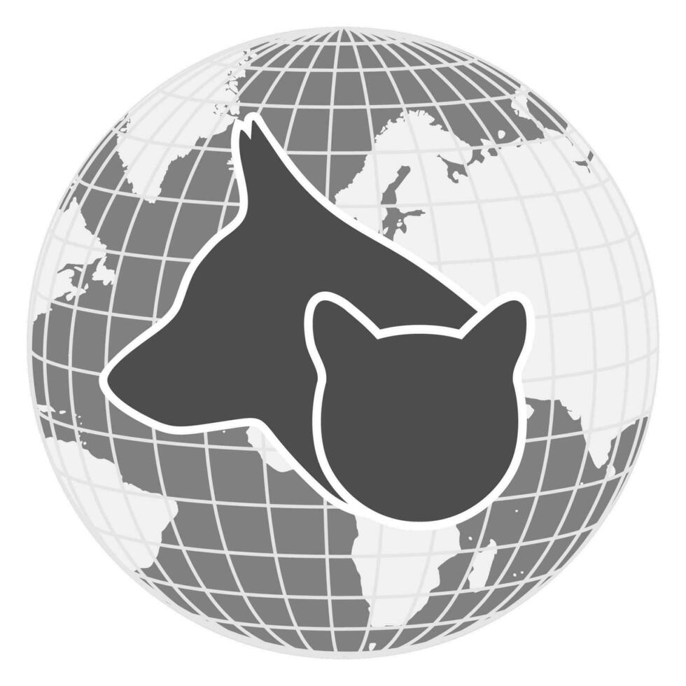 animal protection logo illustration,silhouette de une chien et une chat vecteur