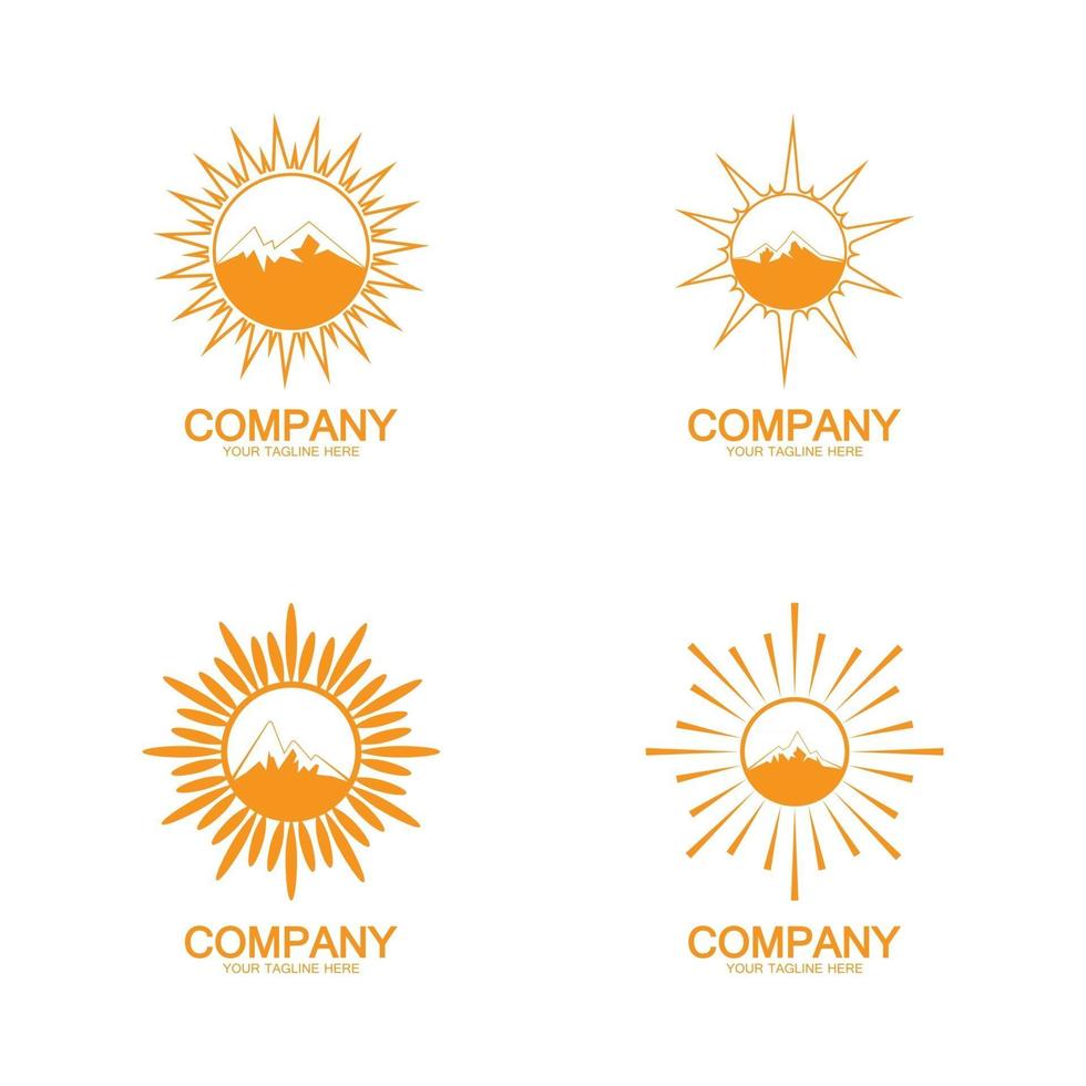 conception d'icône de logo de montagne de soleil vecteur