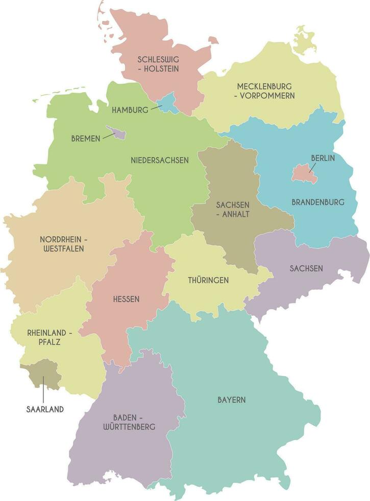 vecteur carte de Allemagne avec fédéré États ou Régions et administratif divisions. modifiable et clairement étiqueté couches.