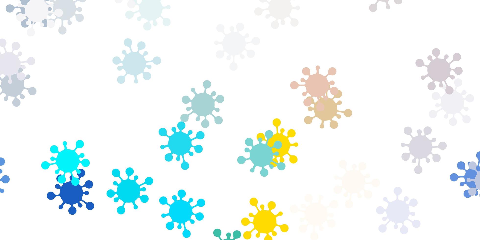 motif vectoriel jaune bleu clair avec des éléments de coronavirus