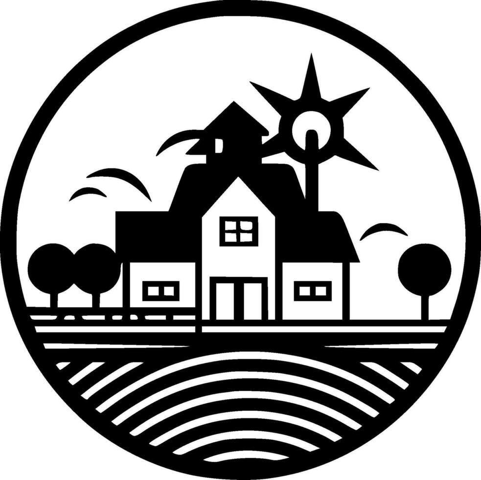 ferme - minimaliste et plat logo - vecteur illustration