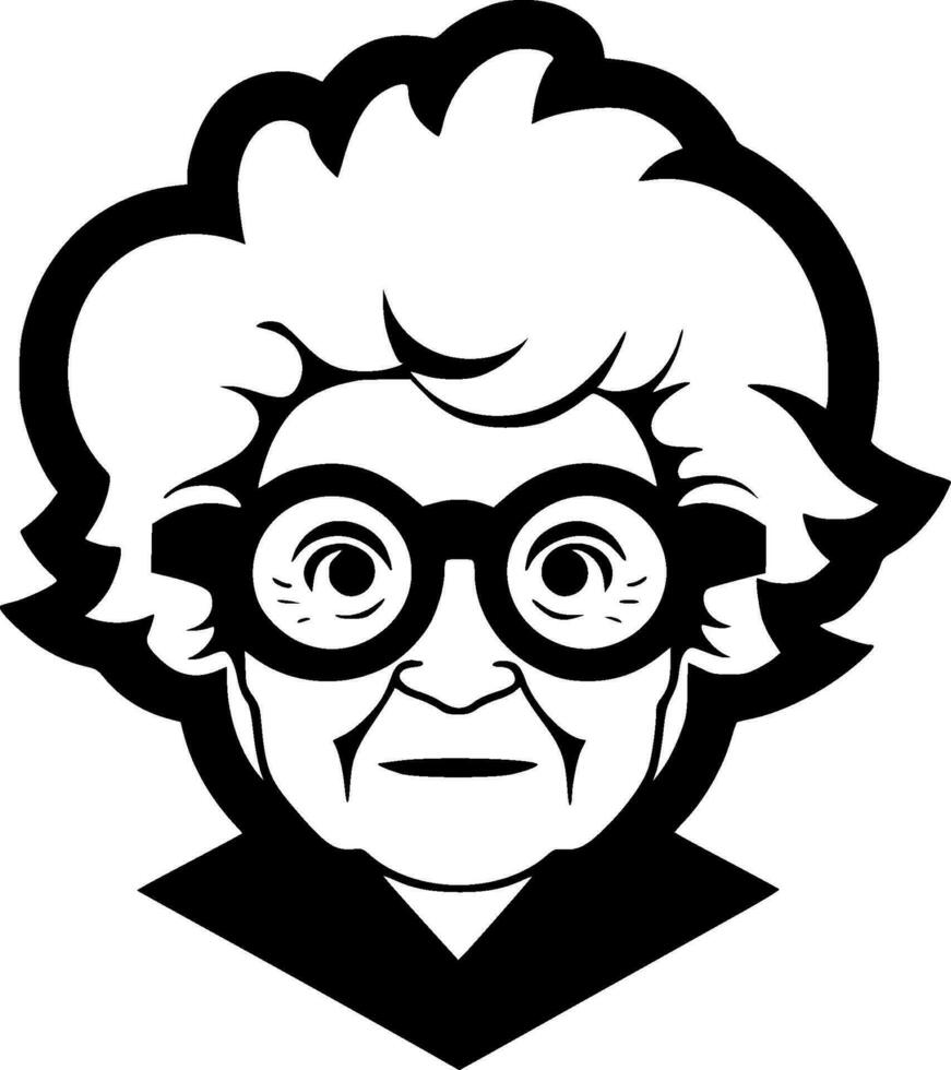 grand-mère - noir et blanc isolé icône - vecteur illustration