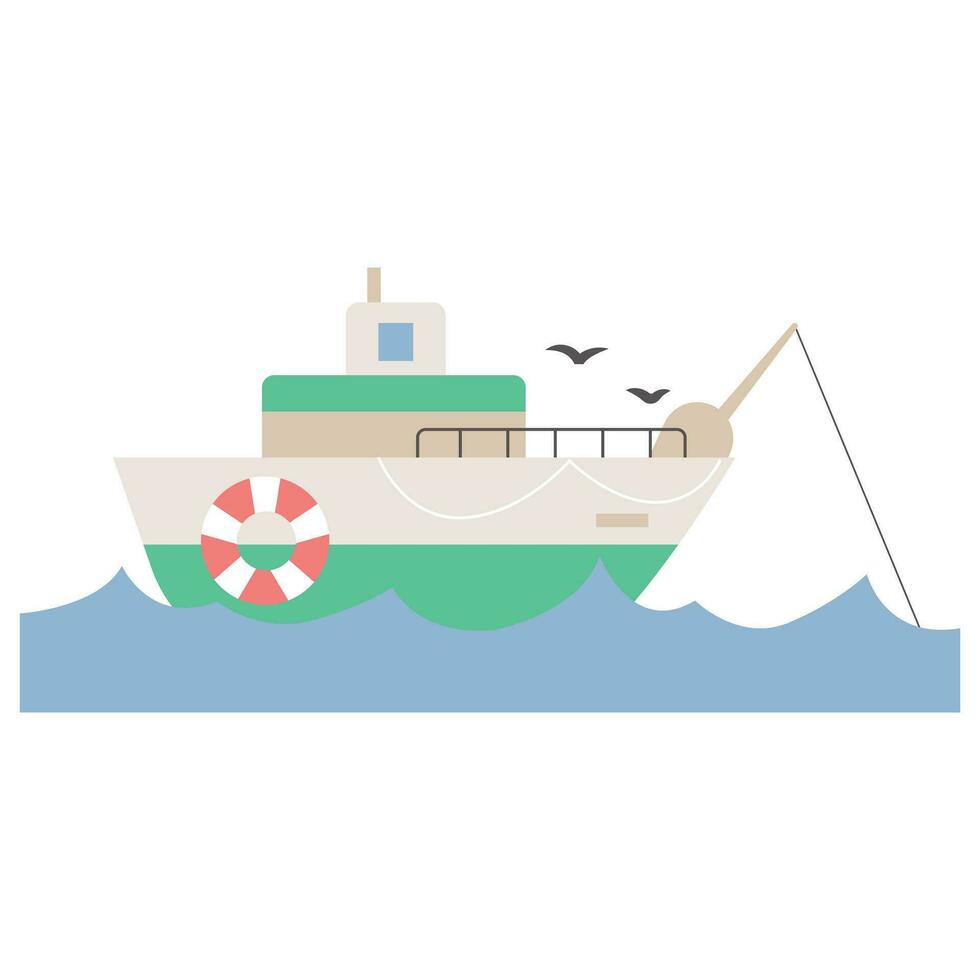 mer la vie illustration. pêche bateau sur le mer. vecteur