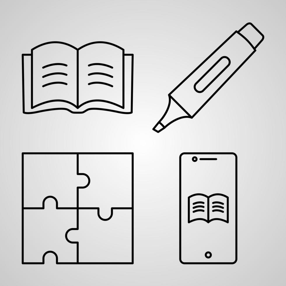 ensemble d'icônes de ligne vectorielle de l'éducation et de l'apprentissage vecteur