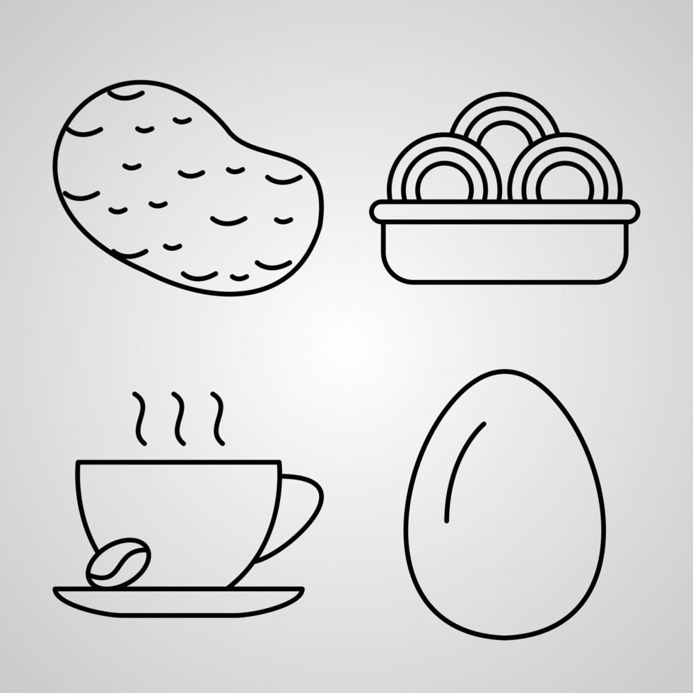 collection d'icônes de ligne de nourriture de symbole de vecteur dans le style de contour branché