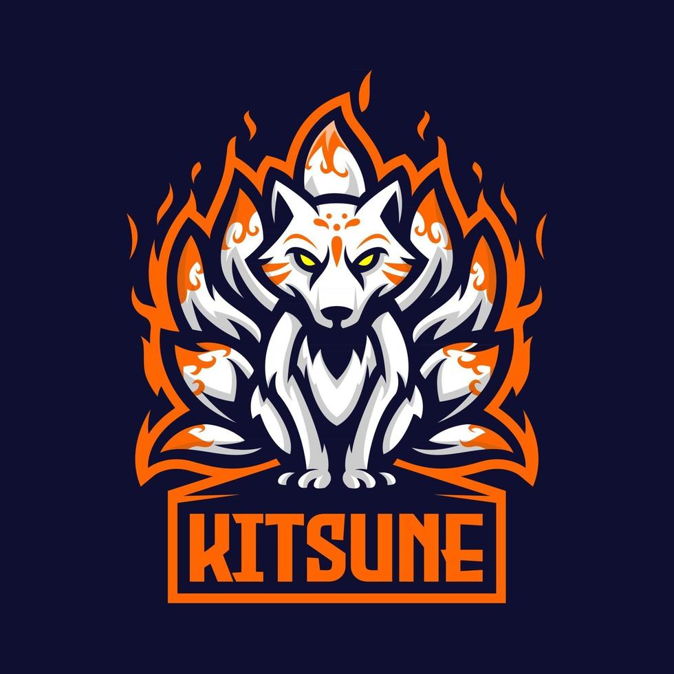 style d'illustration de mascotte de chat kitsune vecteur