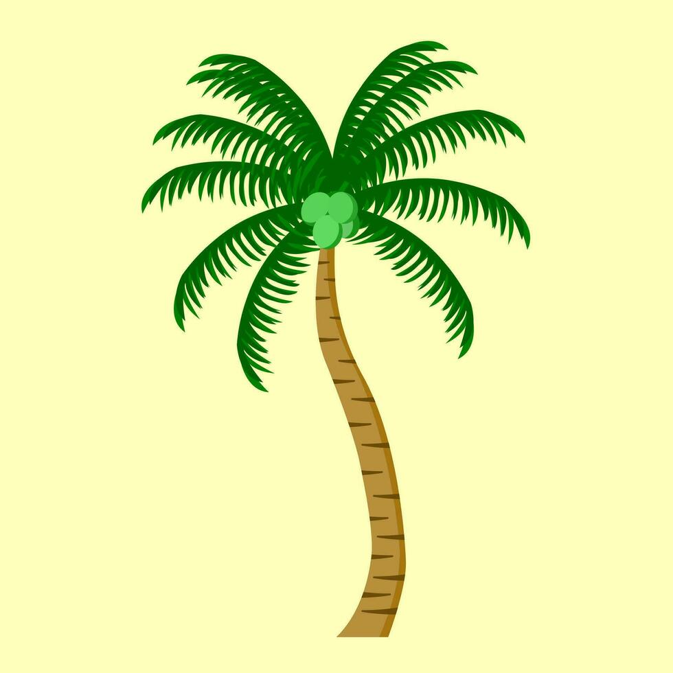 noix de coco arbre dans plat vecteur illustration conception