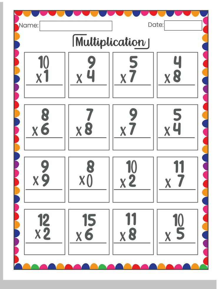 multiplication feuille de travail math activité vecteur