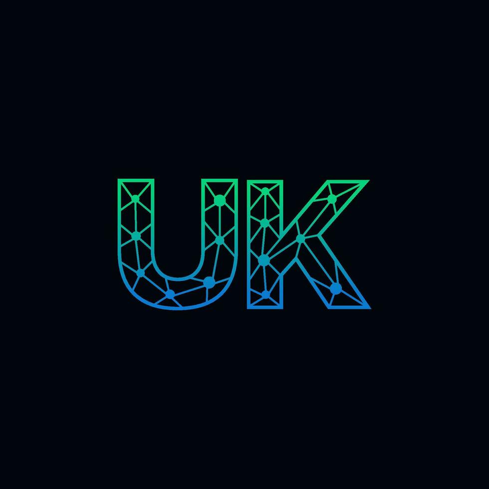 abstrait lettre Royaume-Uni logo conception avec ligne point lien pour La technologie et numérique affaires entreprise. vecteur