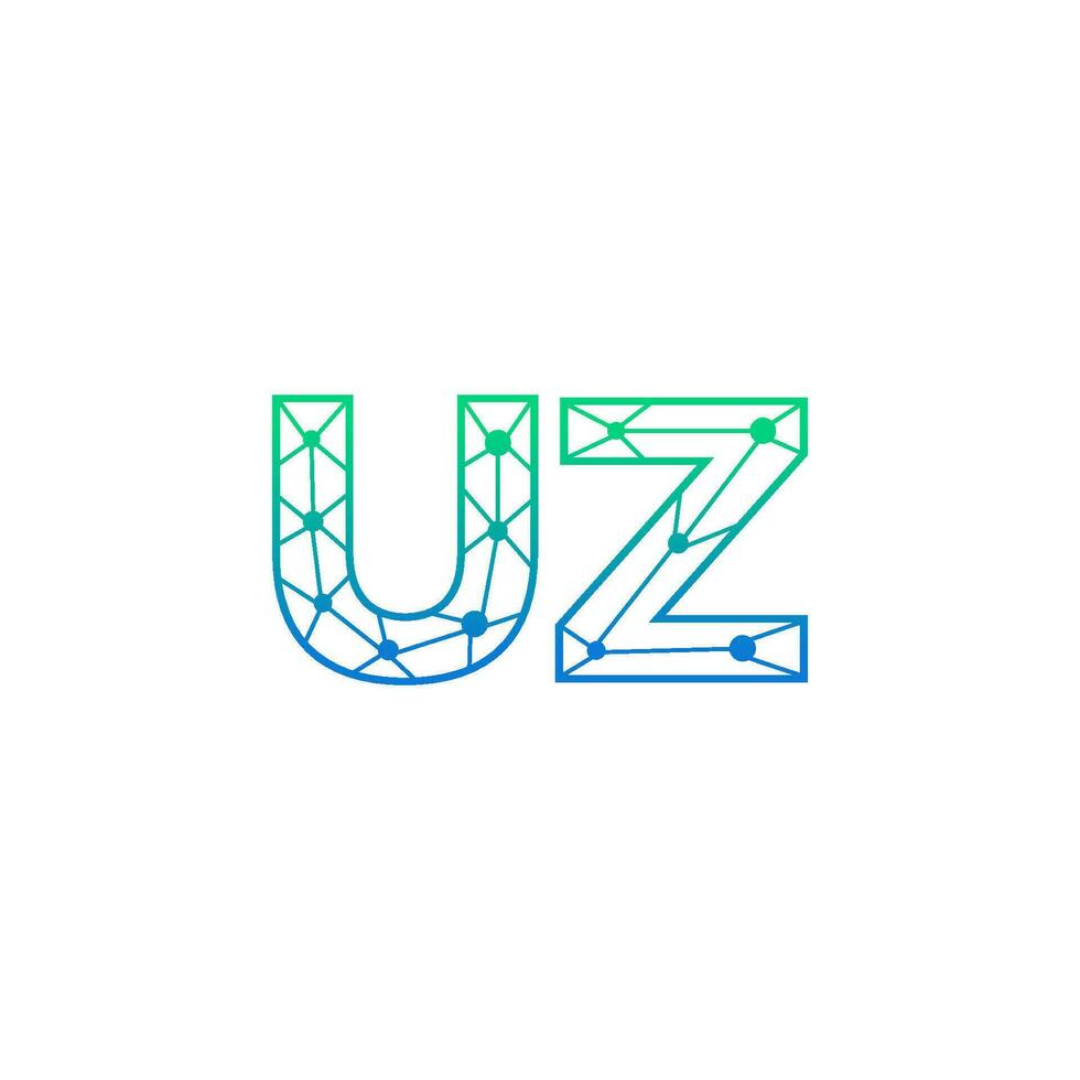 abstrait lettre uz logo conception avec ligne point lien pour La technologie et numérique affaires entreprise. vecteur