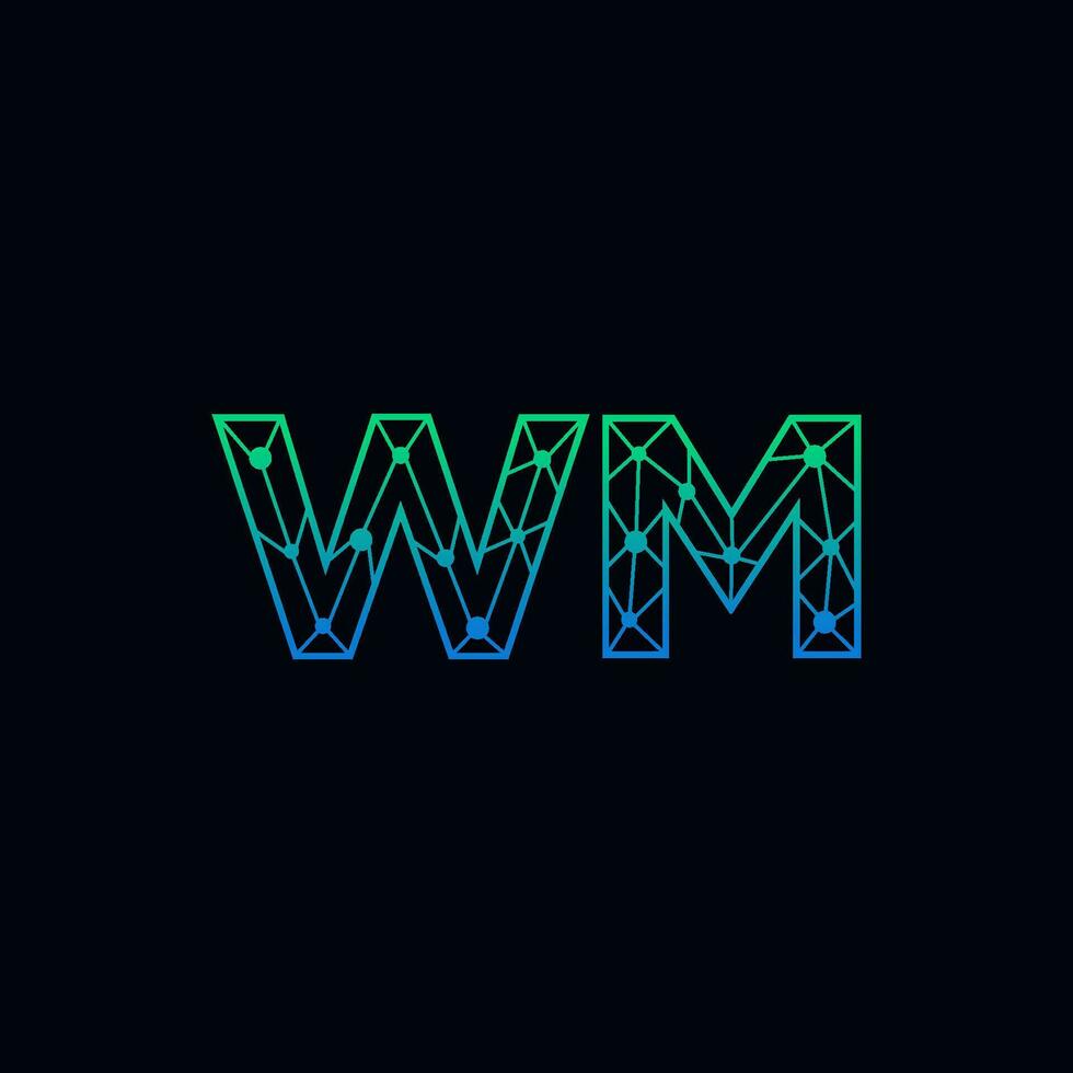 abstrait lettre wm logo conception avec ligne point lien pour La technologie et numérique affaires entreprise. vecteur