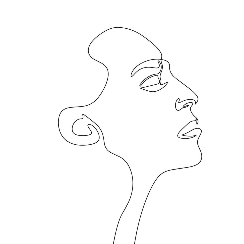 Humain visage isolé sur blanc Contexte. un ligne continu vecteur illustration. ligne art, contour.