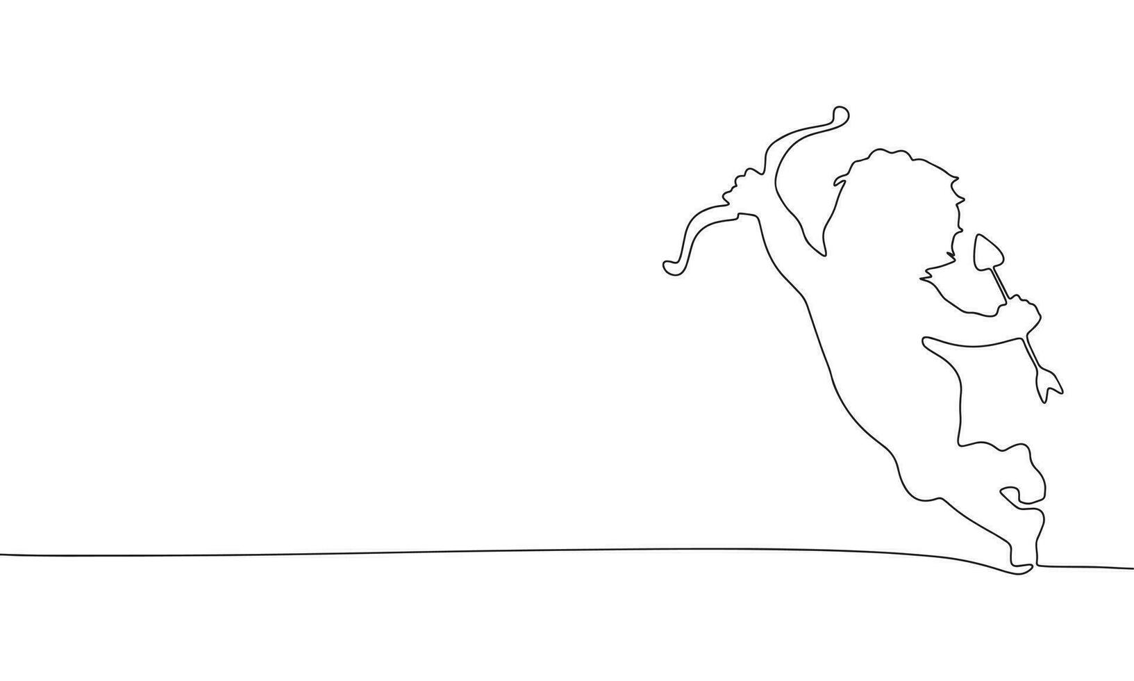 abstrait Cupidon avec La Flèche dans continu ligne art dessin style. minimaliste noir linéaire esquisser isolé sur blanc Contexte. vecteur illustration