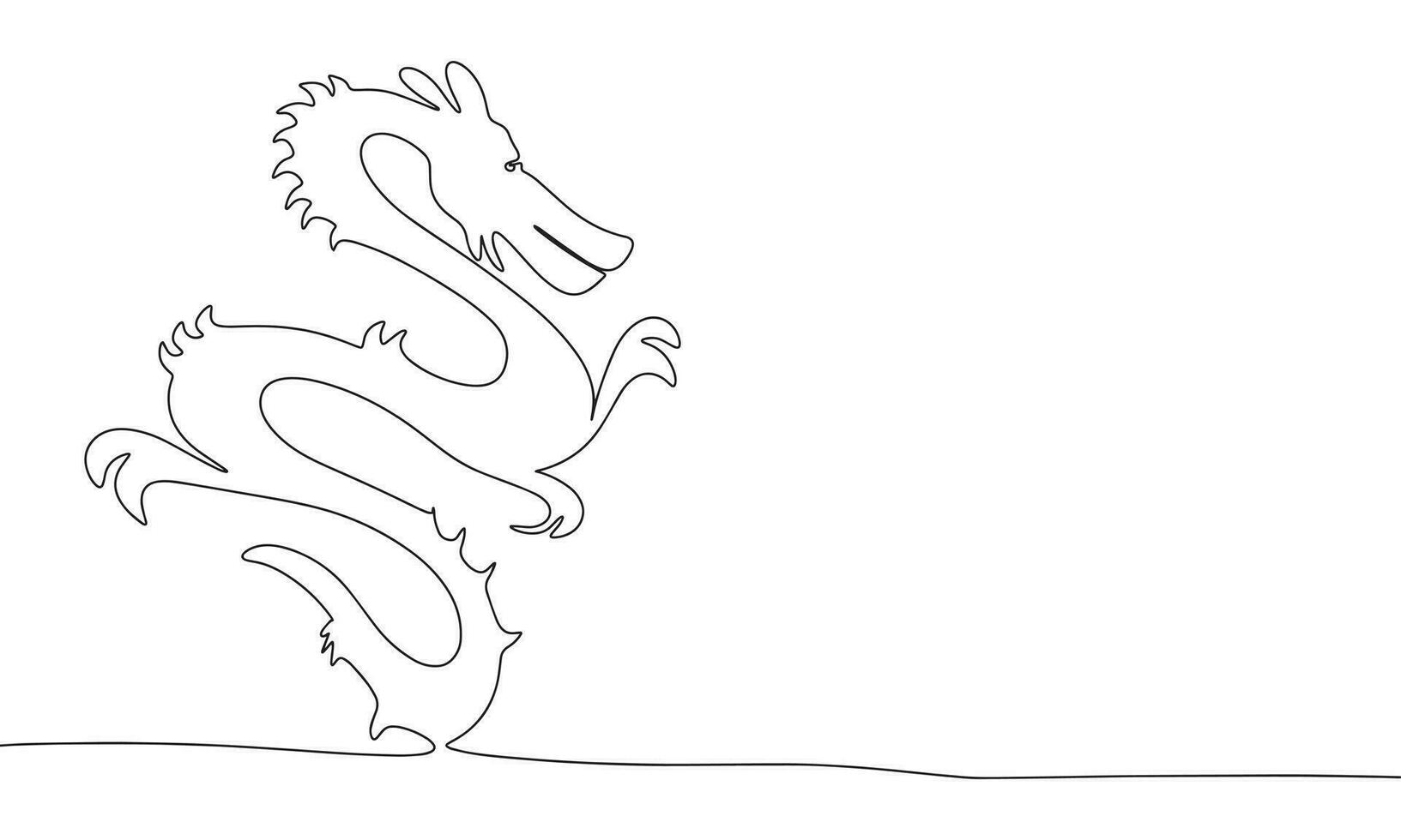 symbole 2024 année continu ligne dessin art. abstrait Facile dragon. un ligne continu contour isolé vecteur illustration.