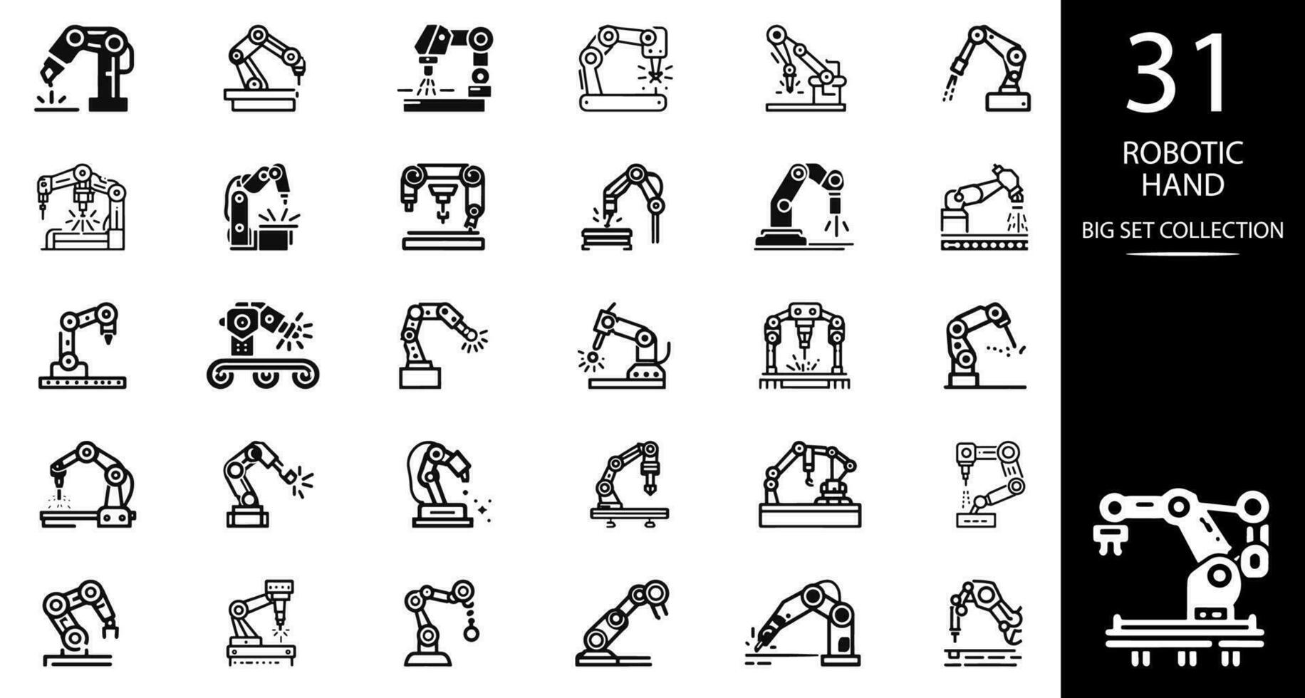 icône de symbole de silhouette de manipulateur de main robotique. vecteur