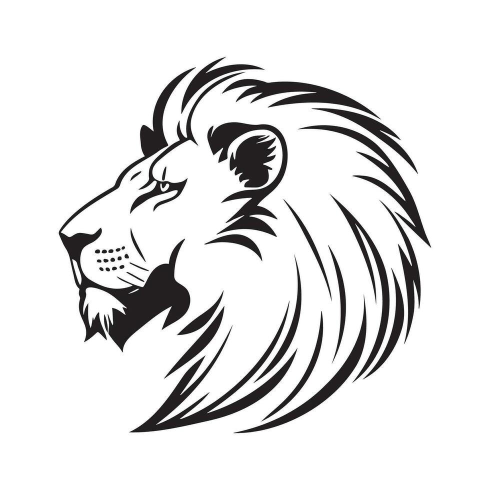 Lion tête profil silhouette logo isolé sur blanc Contexte vecteur