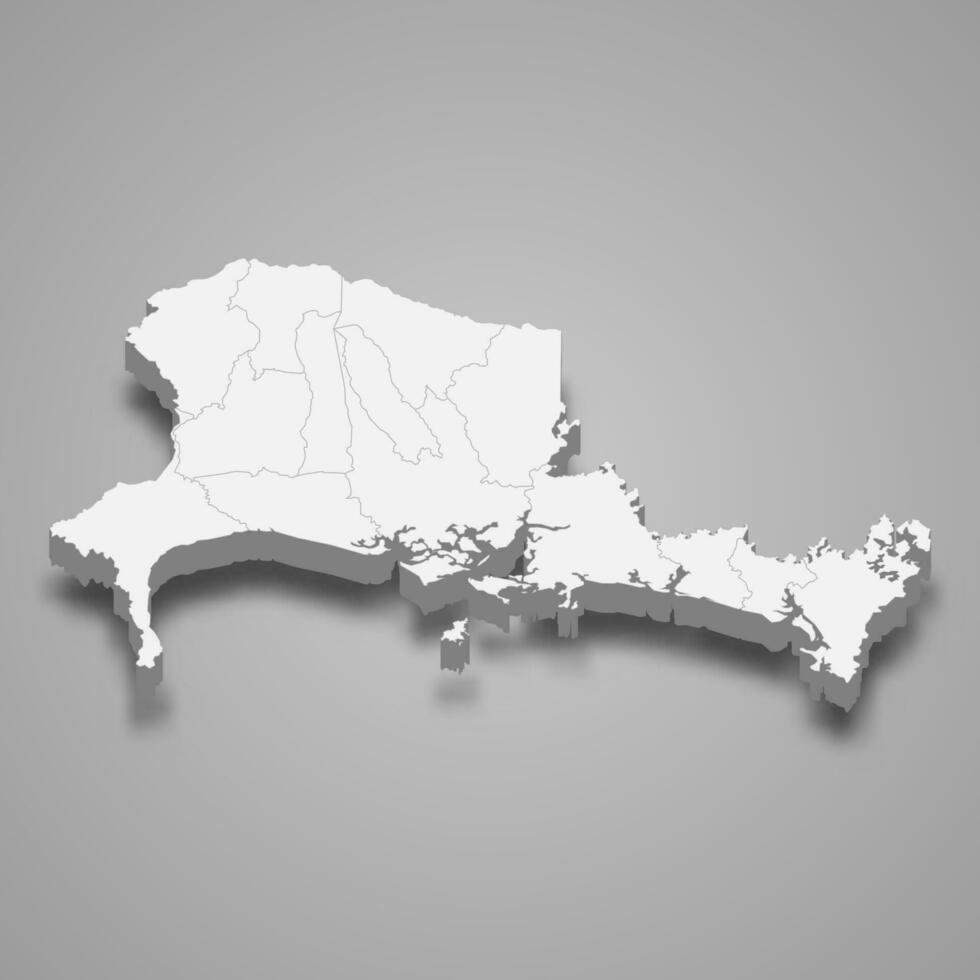3d isométrique carte de chiriqui est une Province de Panama vecteur