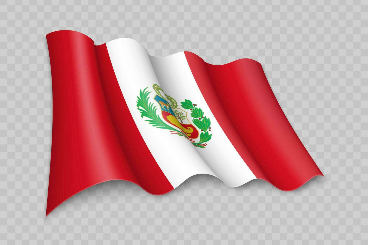 3d réaliste agitant drapeau de Pérou vecteur