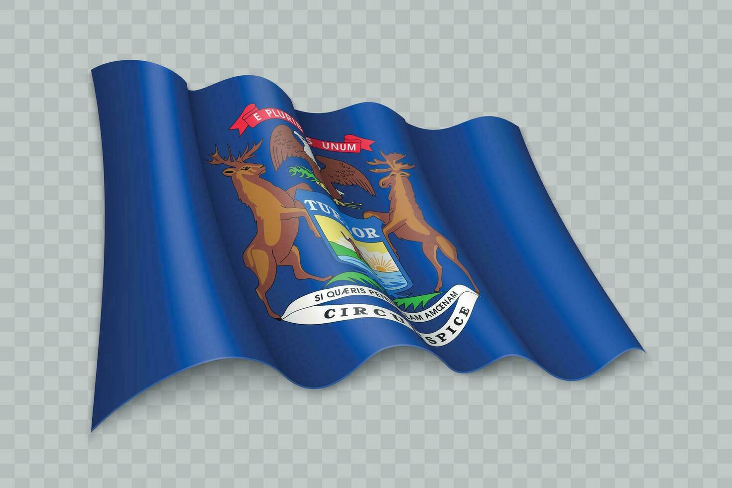 3d réaliste agitant drapeau de Michigan est une Etat de uni États vecteur