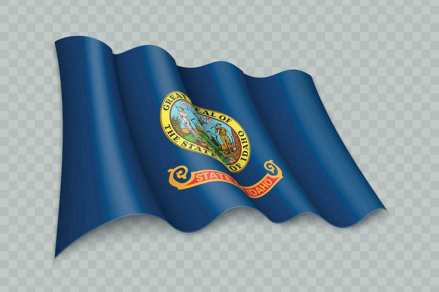 3d réaliste agitant drapeau de Idaho est une Etat de uni États vecteur