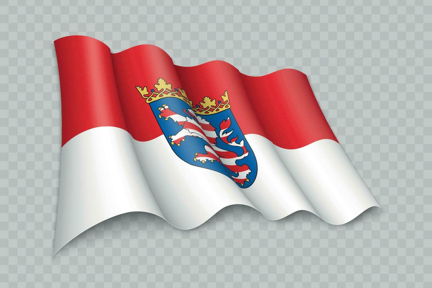 3d réaliste agitant drapeau de Hesse est une Etat de Allemagne vecteur