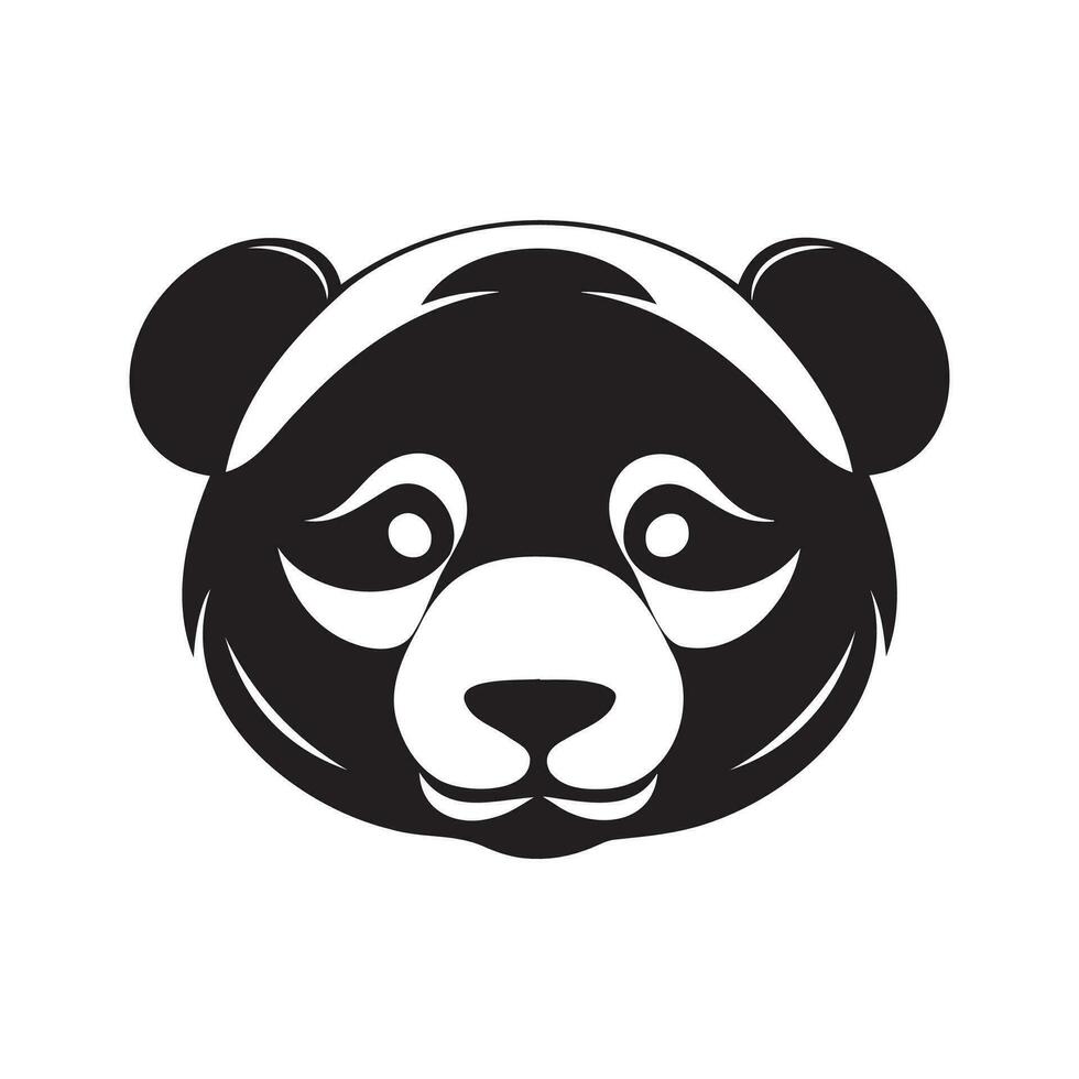 Panda tête noir et blanc vecteur icône