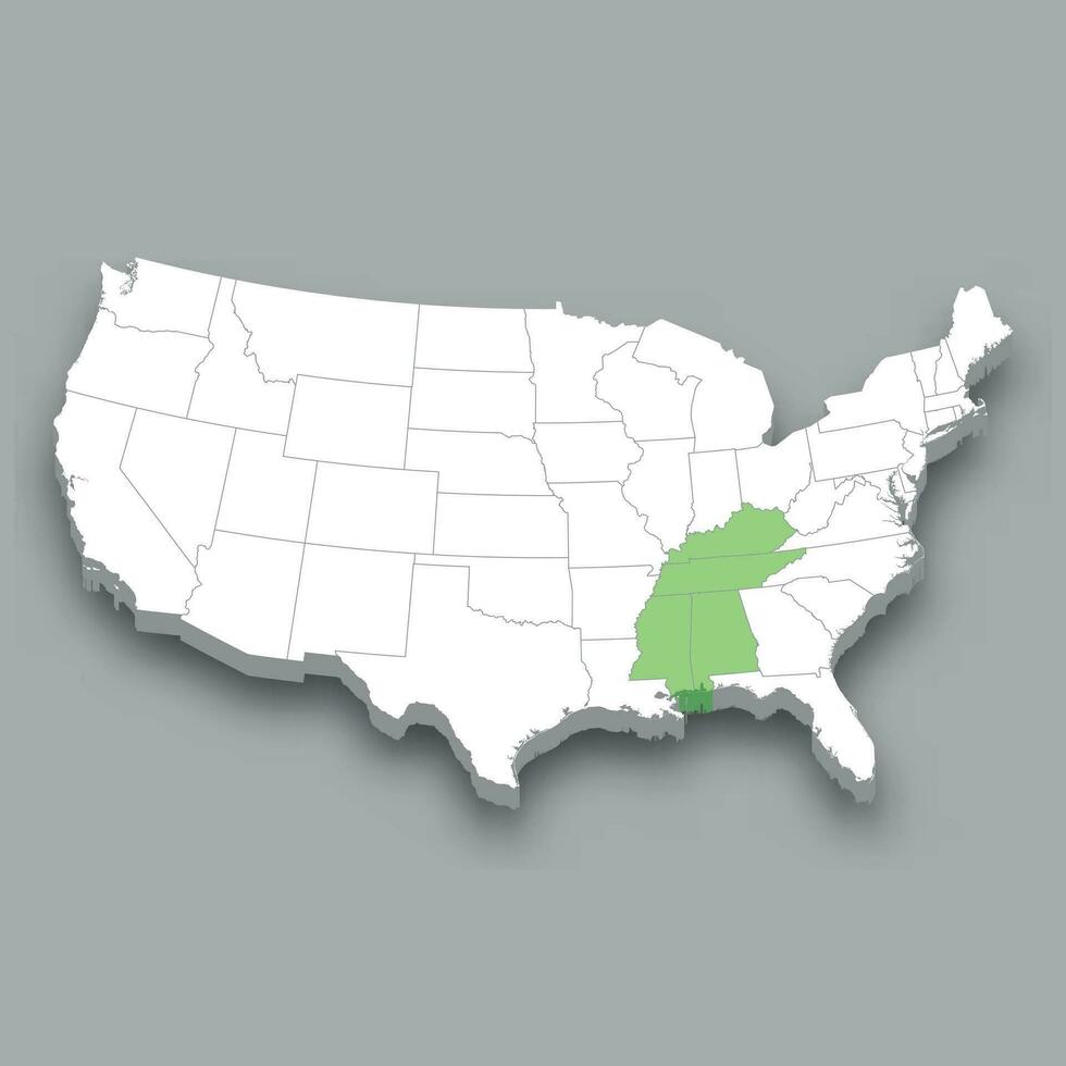 est Sud central division emplacement dans uni États carte vecteur