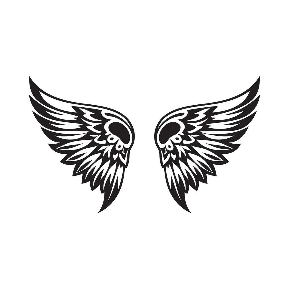 ailes noir et blanc vecteur icône