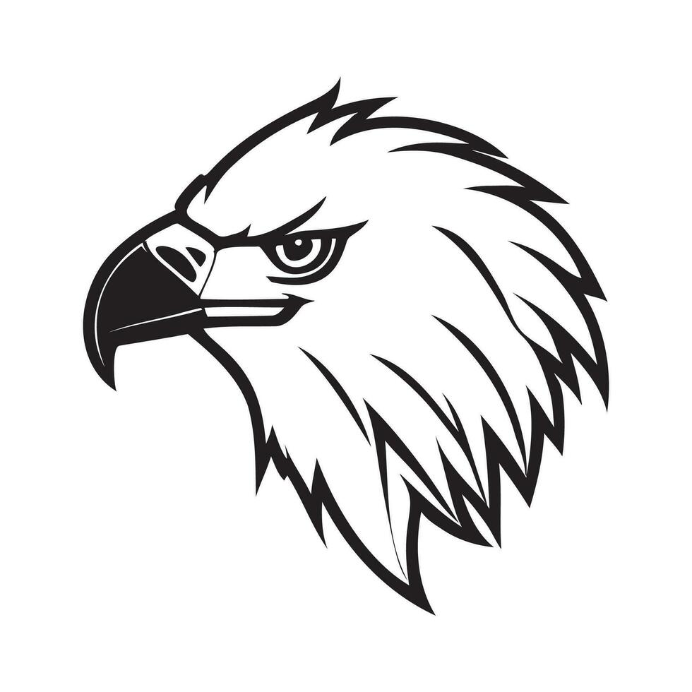 Aigle tête noir et blanc vecteur icône