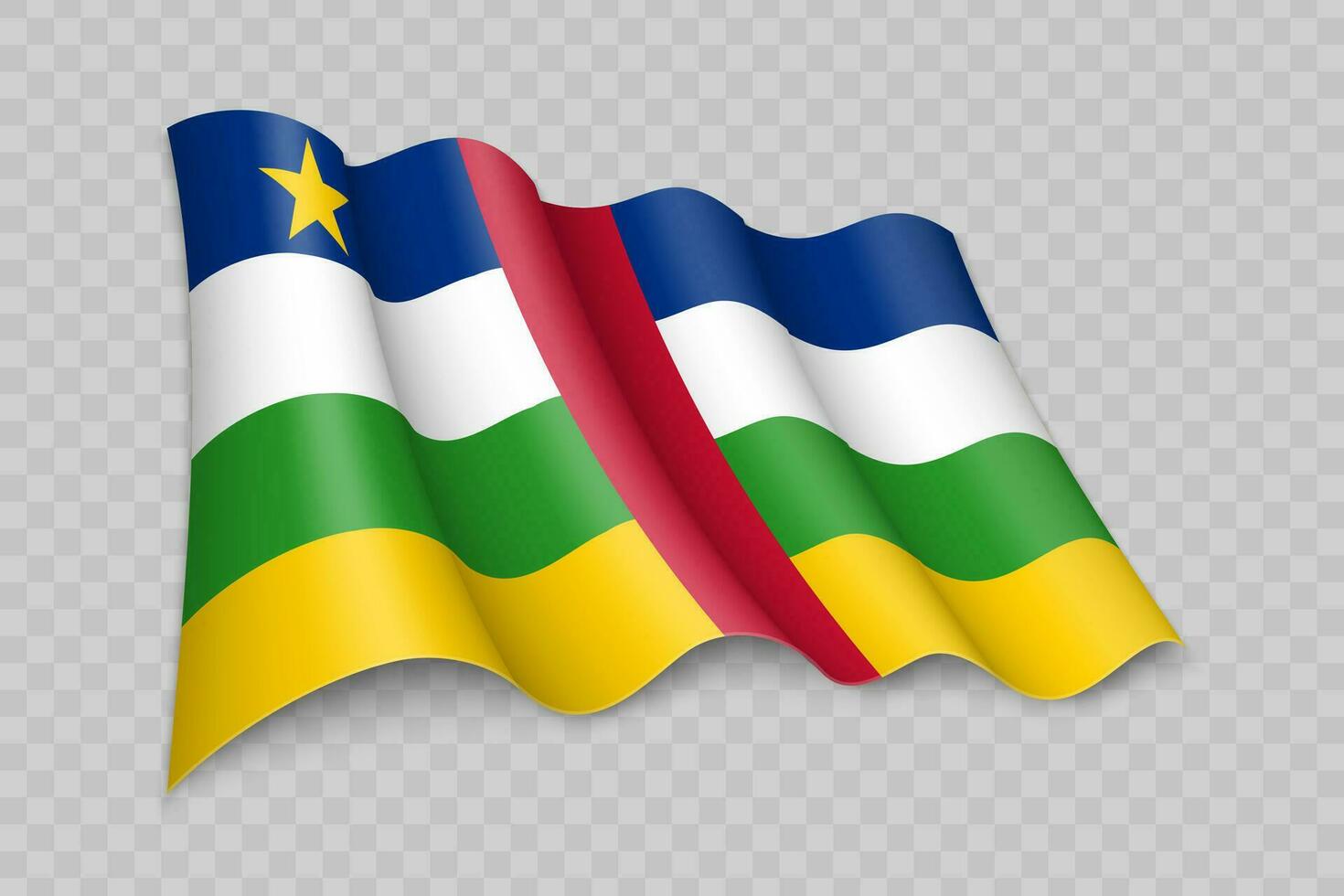 3d réaliste agitant drapeau de central africain république vecteur