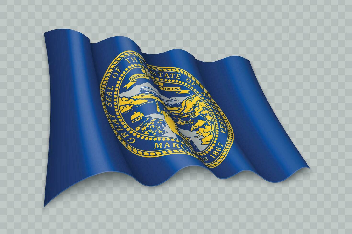 3d réaliste agitant drapeau de Nebraska est une Etat de uni États vecteur