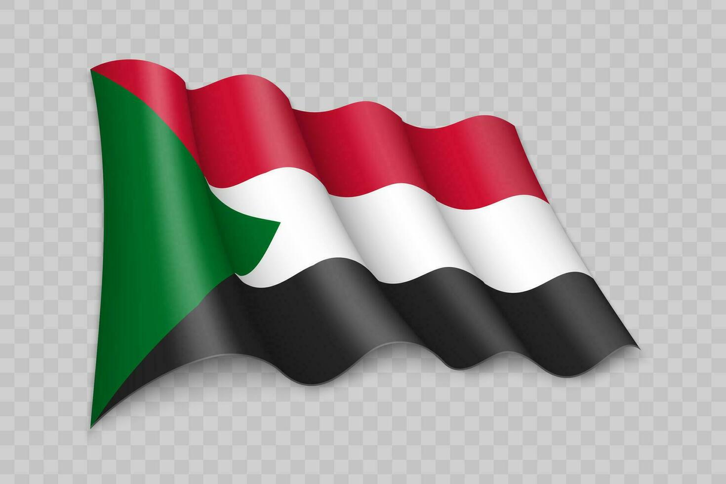 3d réaliste agitant drapeau de Soudan vecteur