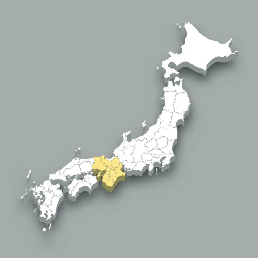 kansai Région emplacement dans Japon carte vecteur